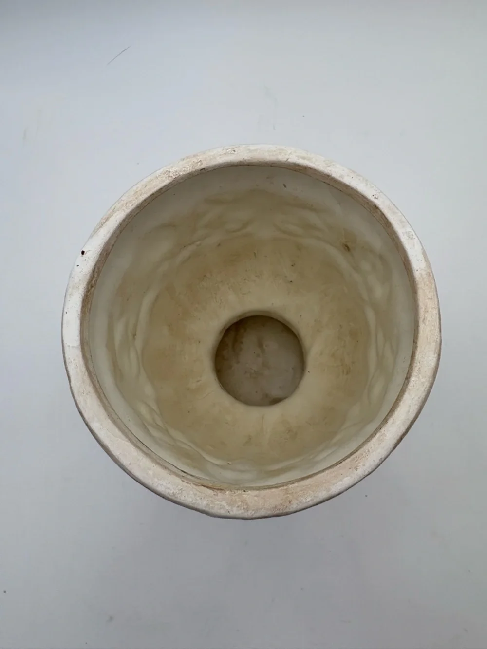 Vintage Grecian Style Cream and Golden Brown Ceramic Pedestal Vase or Planter